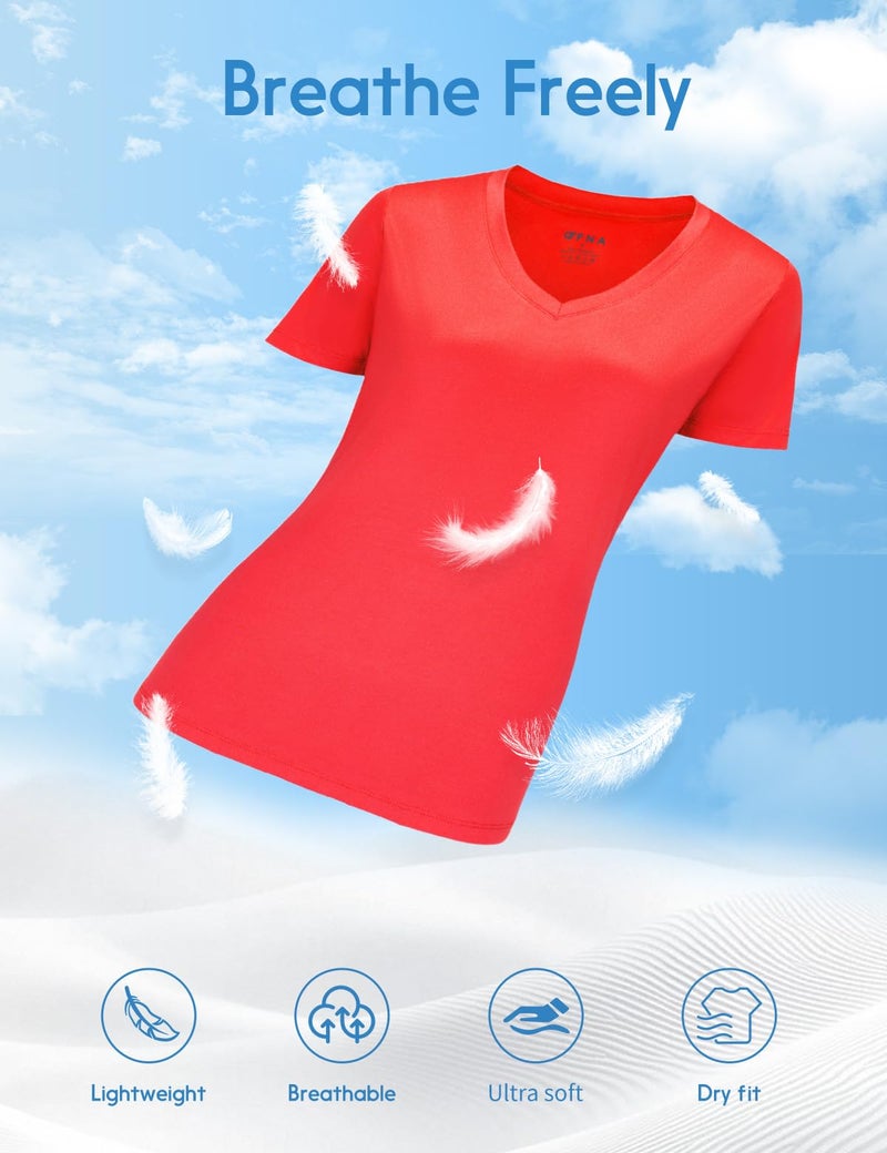 Opna Women's Short Sleeve Moisture Wicking Athletic Shirts Hot Coral - Image 4